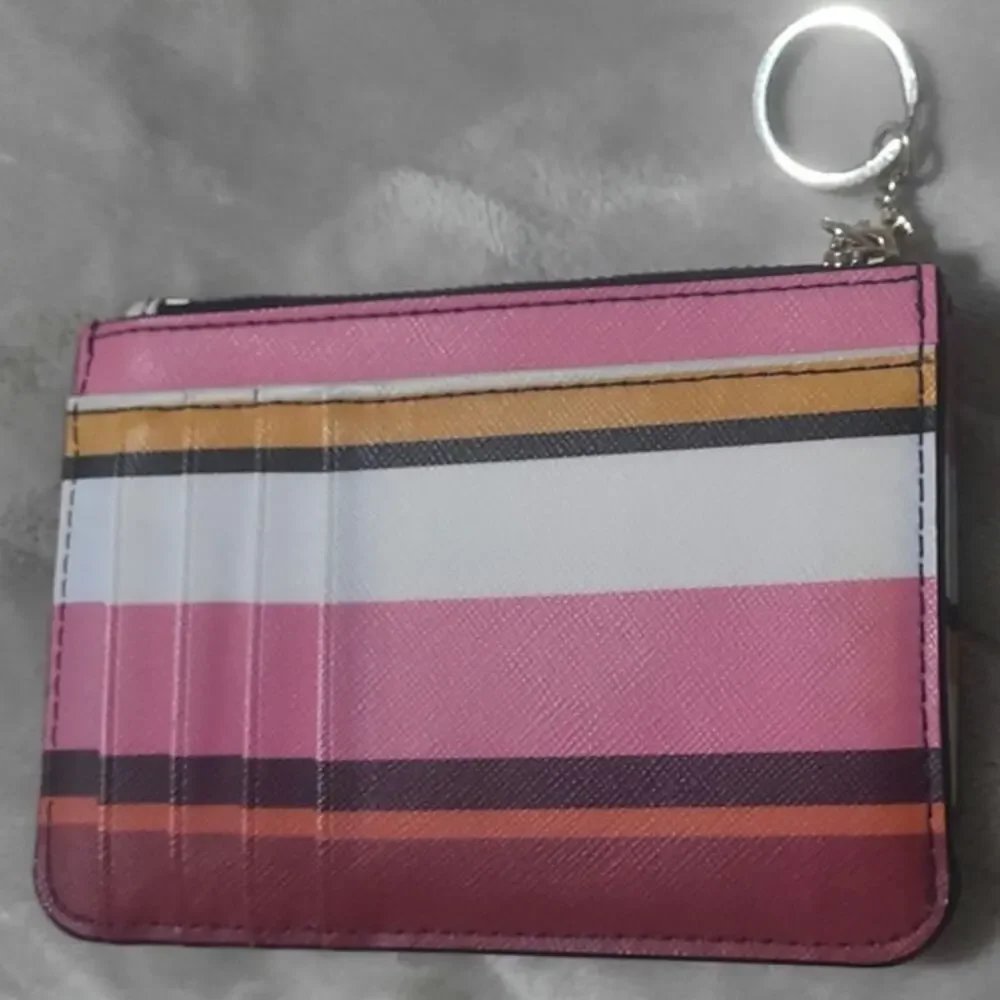 Kate Spade Laurel Way Berber Stripe Bitsy Cardholder Wallet Keychain - Picture 3 of 5